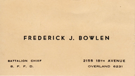 Frederick Bowlen's Business Card
